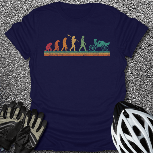 Recumbent Evolution T-Shirt in Navy / S from CycleTees