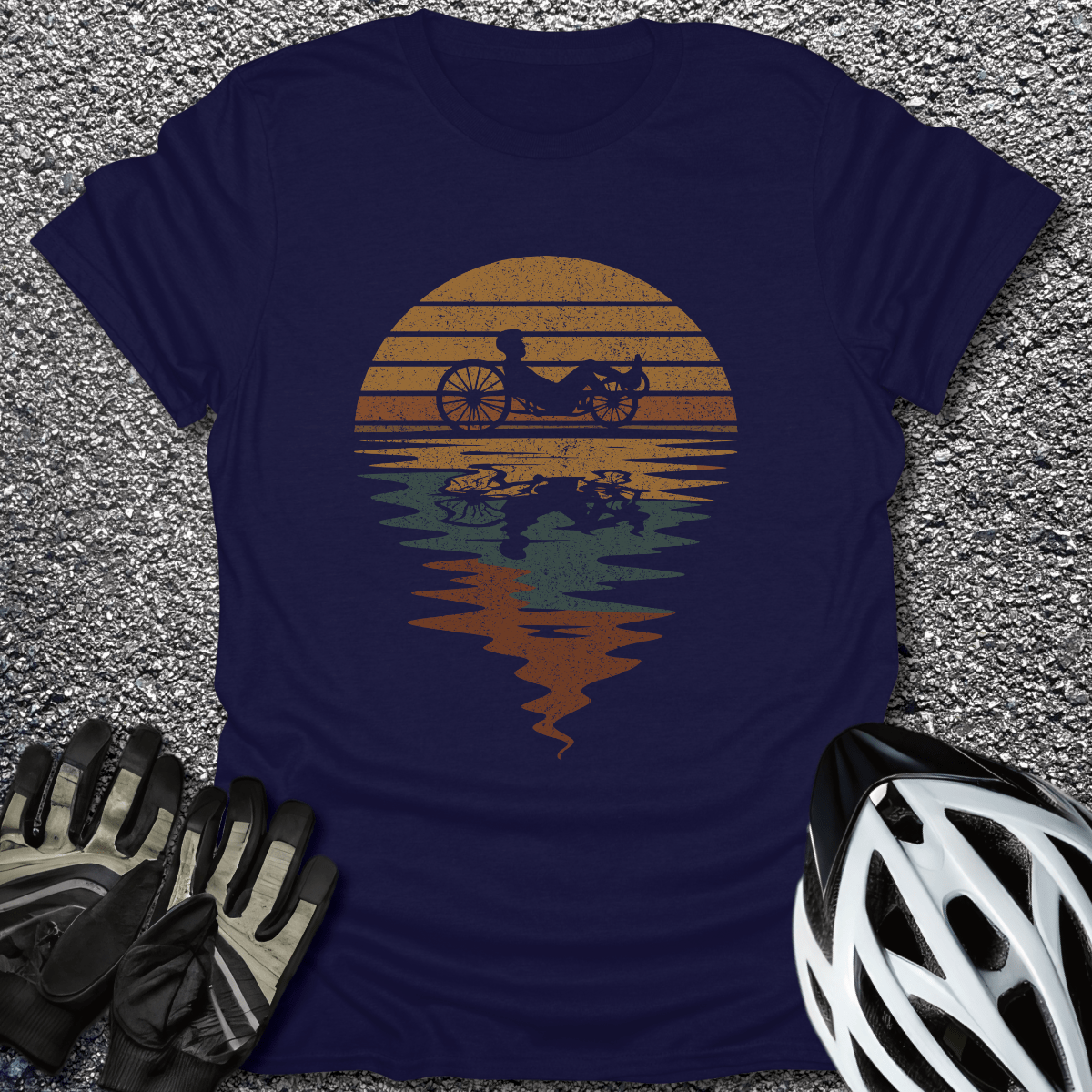 Recumbent Retro T-Shirt in Navy / S from CycleTees