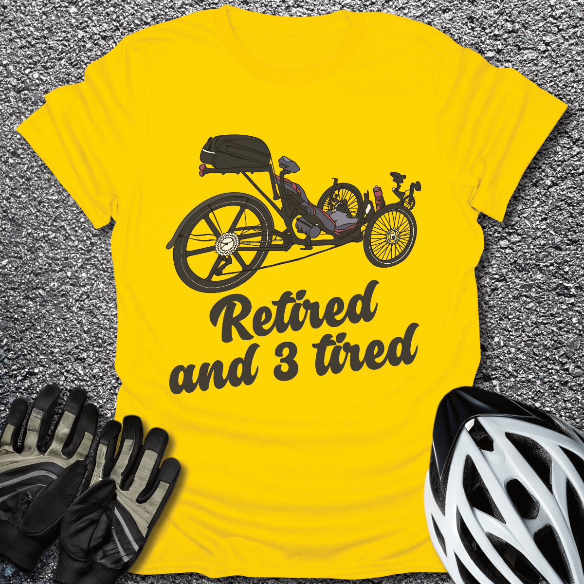 Retired and 3 Tired T-Shirt in Daisy / S from CycleTees