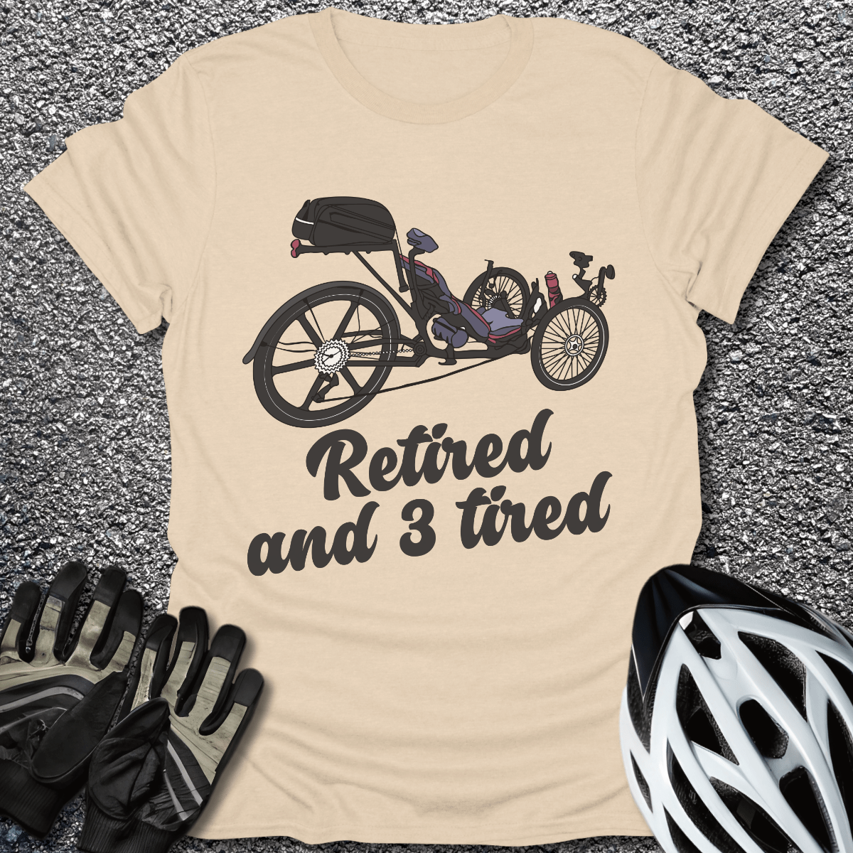 Retired and 3 Tired T-Shirt in Sand / S from CycleTees