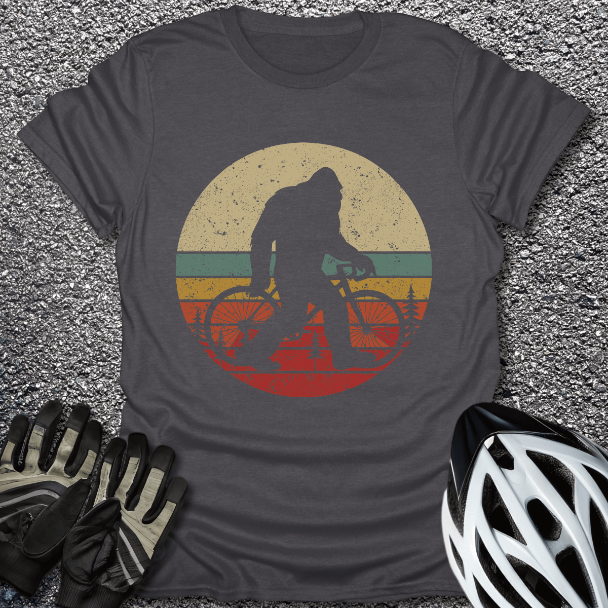 Retro Bigfoot T-Shirt in Dark Heather / S from CycleTees