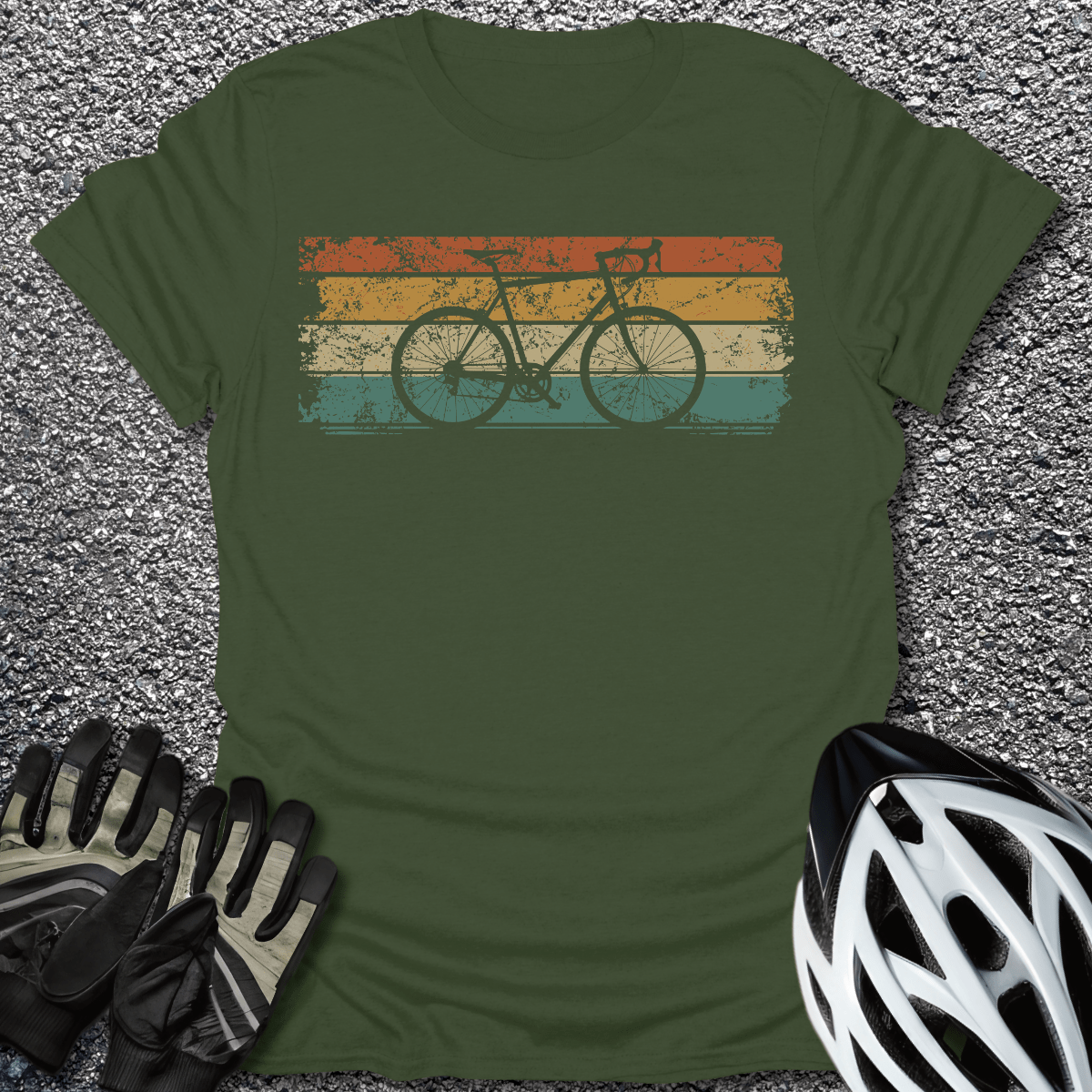 Retro Ride T-Shirt in Military Green / S from CycleTees