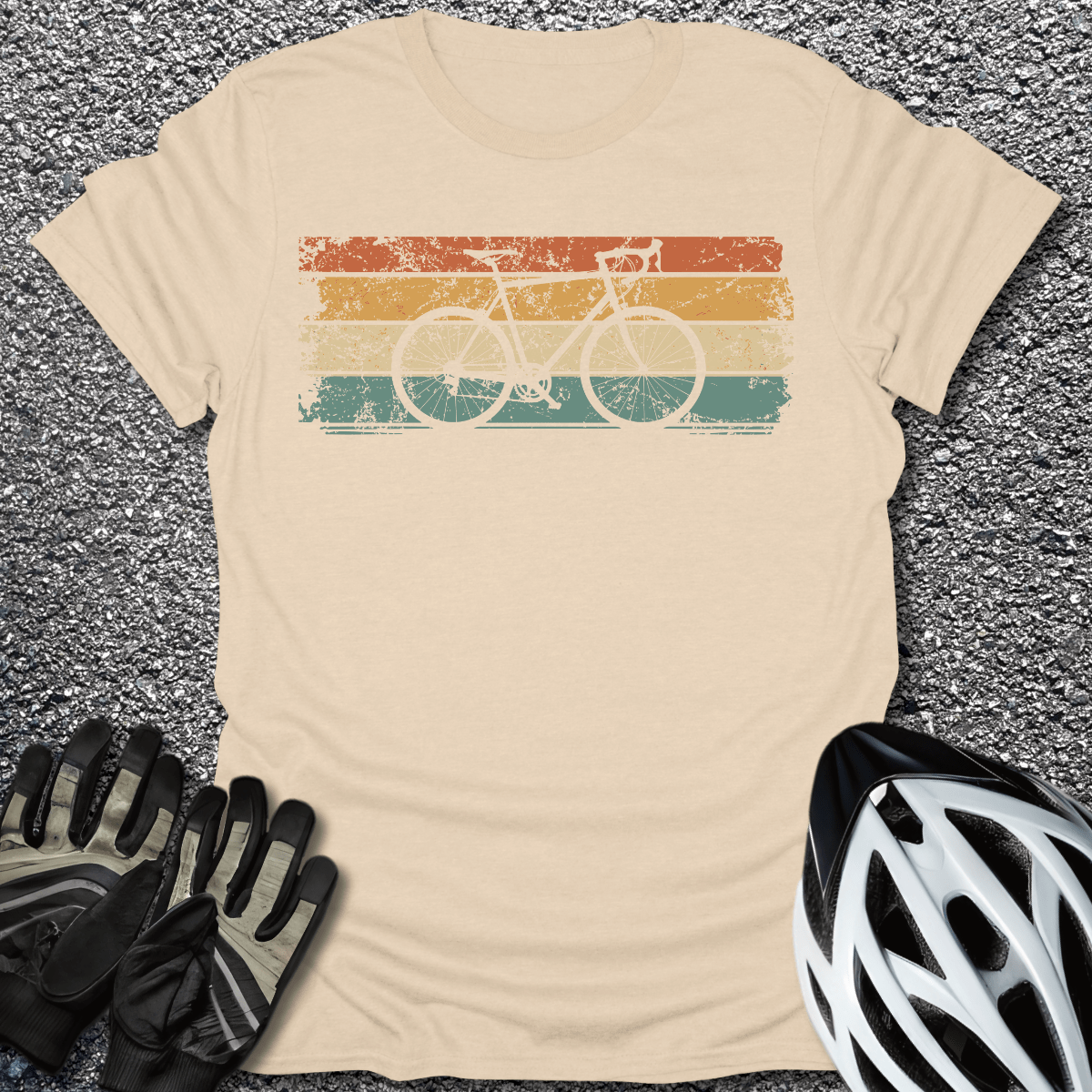 Retro Ride T-Shirt in Sand / S from CycleTees