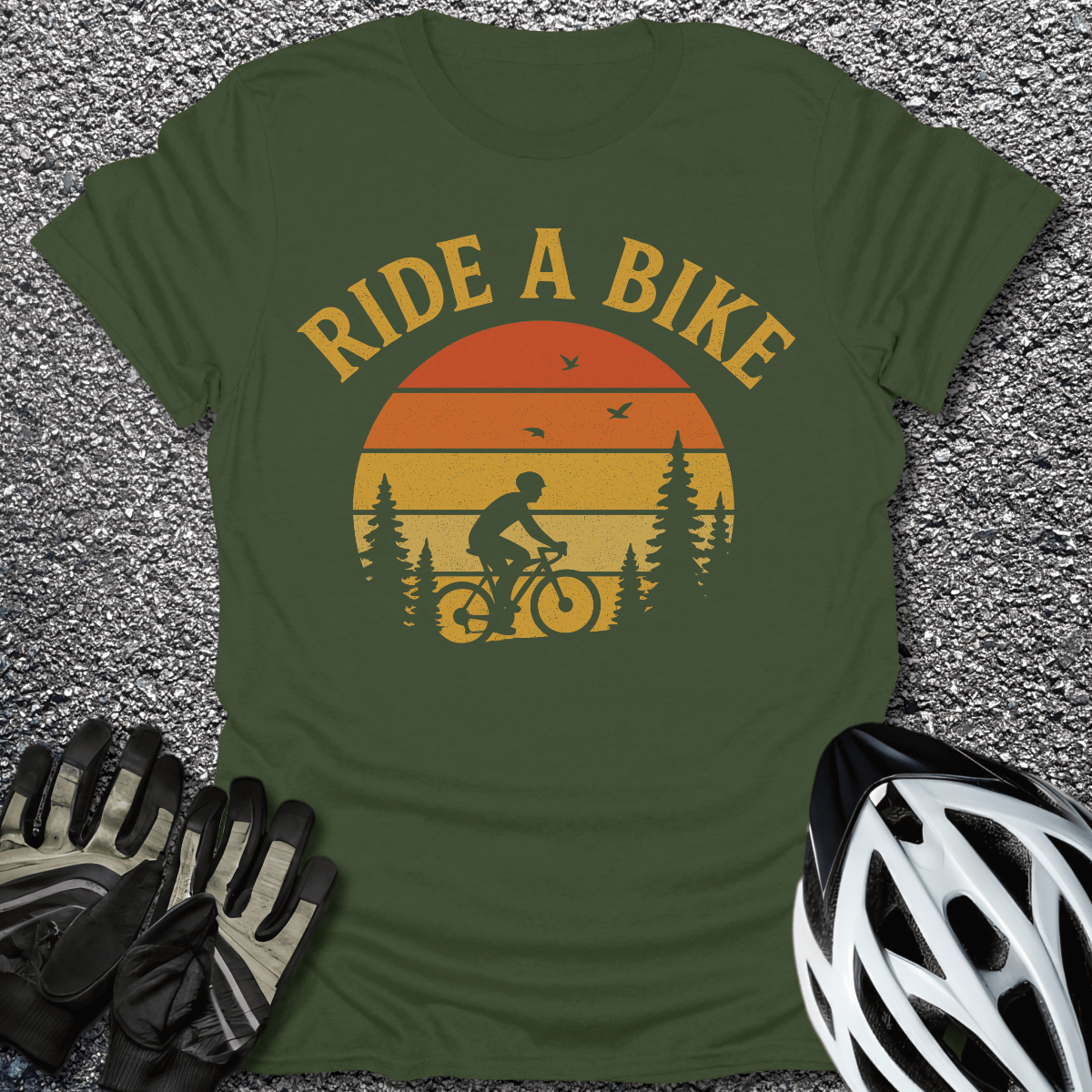 Ride a Bike T-Shirt in Military Green / S from CycleTees