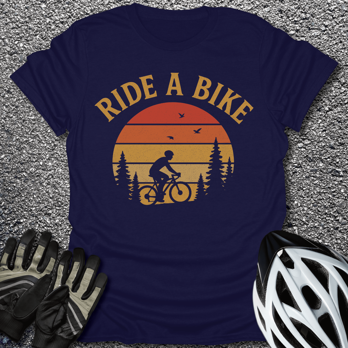 Ride a Bike T-Shirt in Navy / S from CycleTees