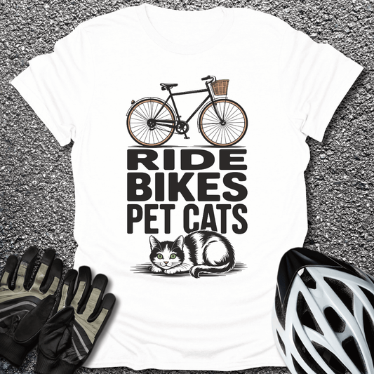 Ride Bikes Pet Cats T-Shirt in White / S from CycleTees