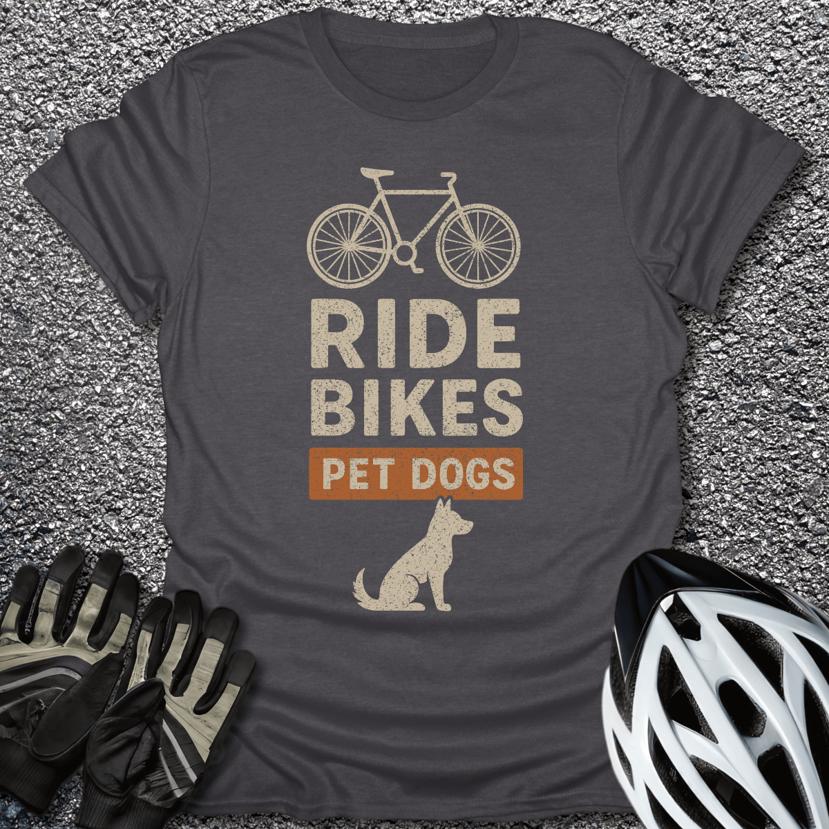 Ride Bikes Pet Dogs T-Shirt in Dark Heather / S from CycleTees