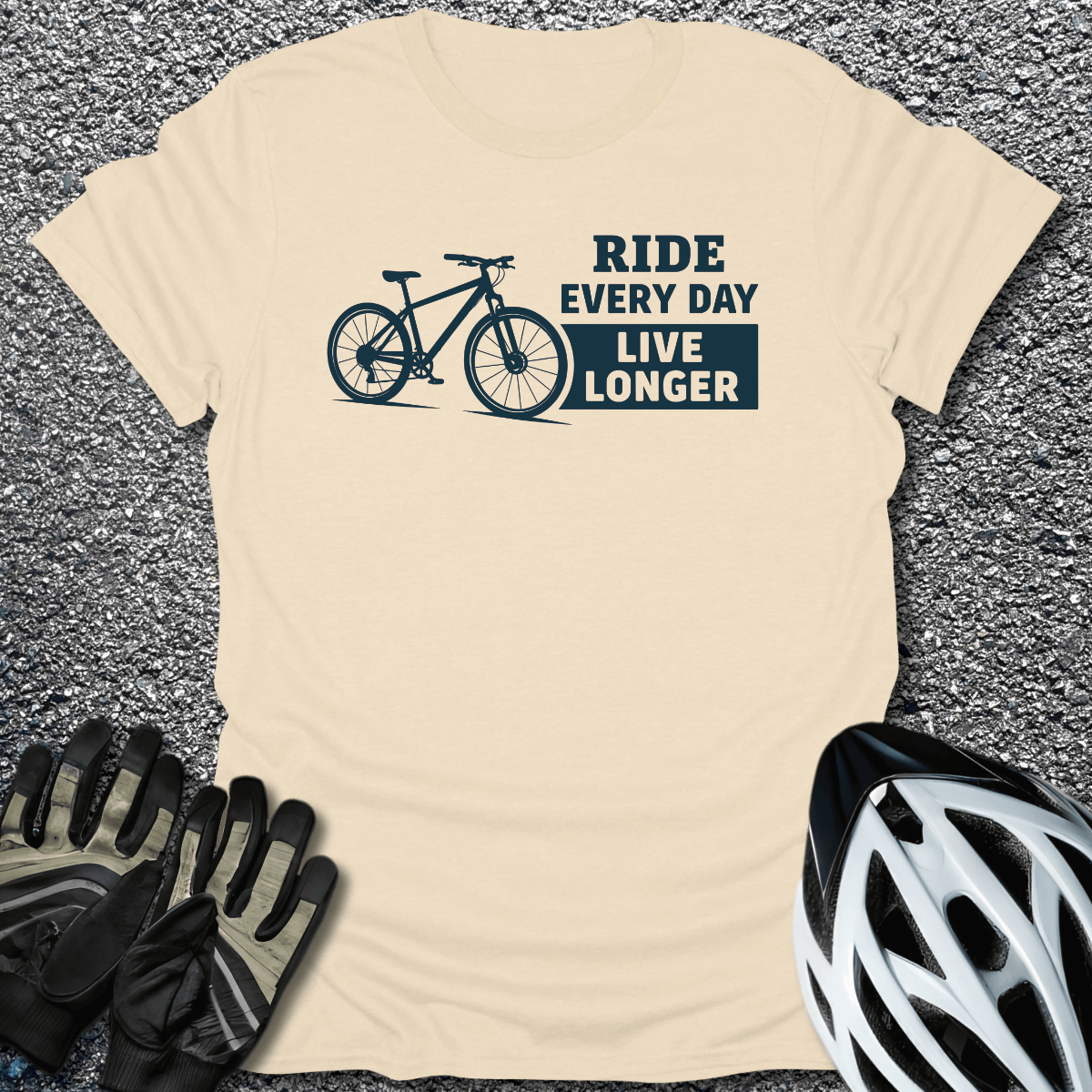 Ride Every Day T-Shirt in Natural / S from CycleTees