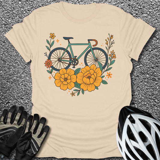 Ride in Bloom T-Shirt in Sand / S from CycleTees