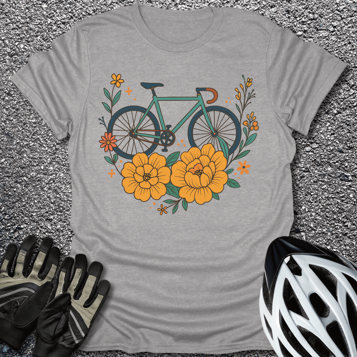 Ride in Bloom T-Shirt in Sport Grey / S from CycleTees