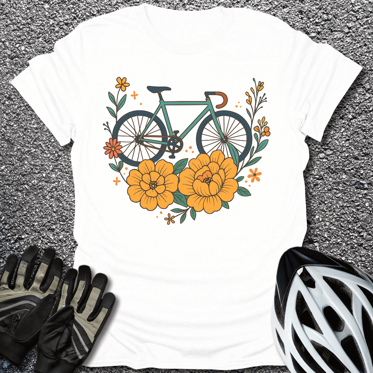 Ride in Bloom T-Shirt in White / S from CycleTees