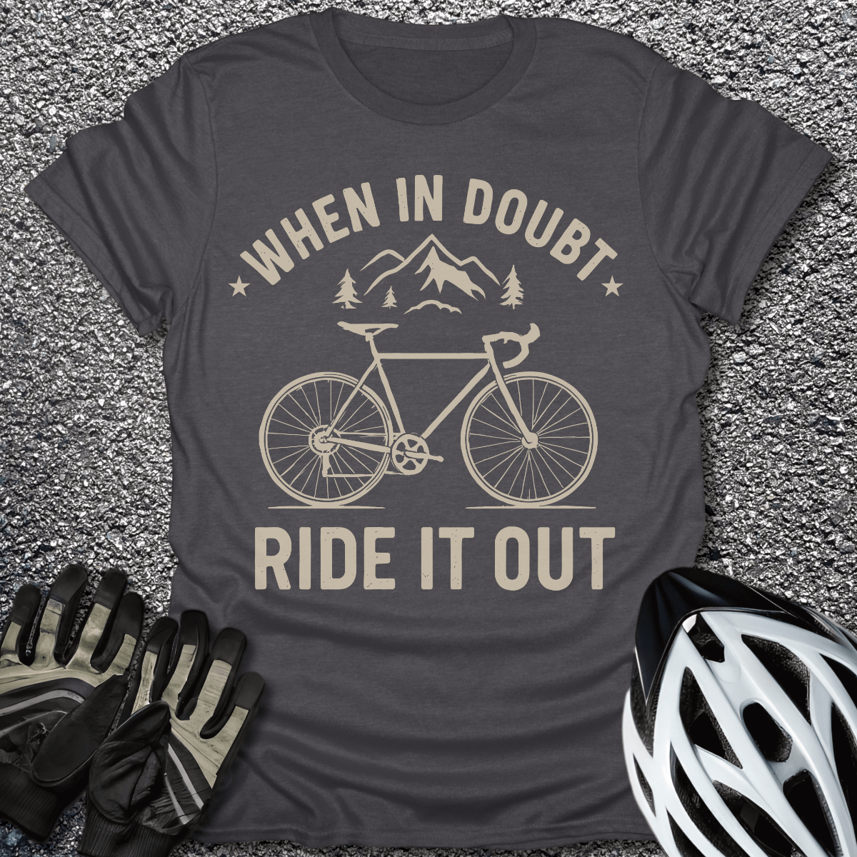 Ride It Out T-Shirt in Dark Heather / S from CycleTees