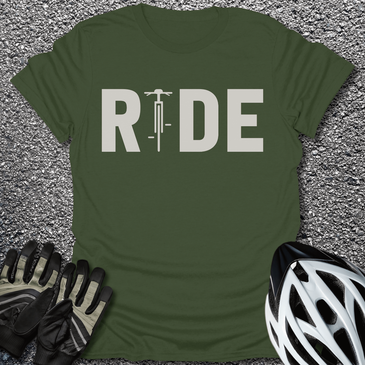 Ride Mode T-Shirt in Military Green / S from CycleTees