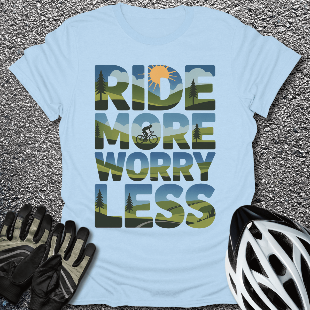 Ride More T-Shirt in Light Blue / S from CycleTees