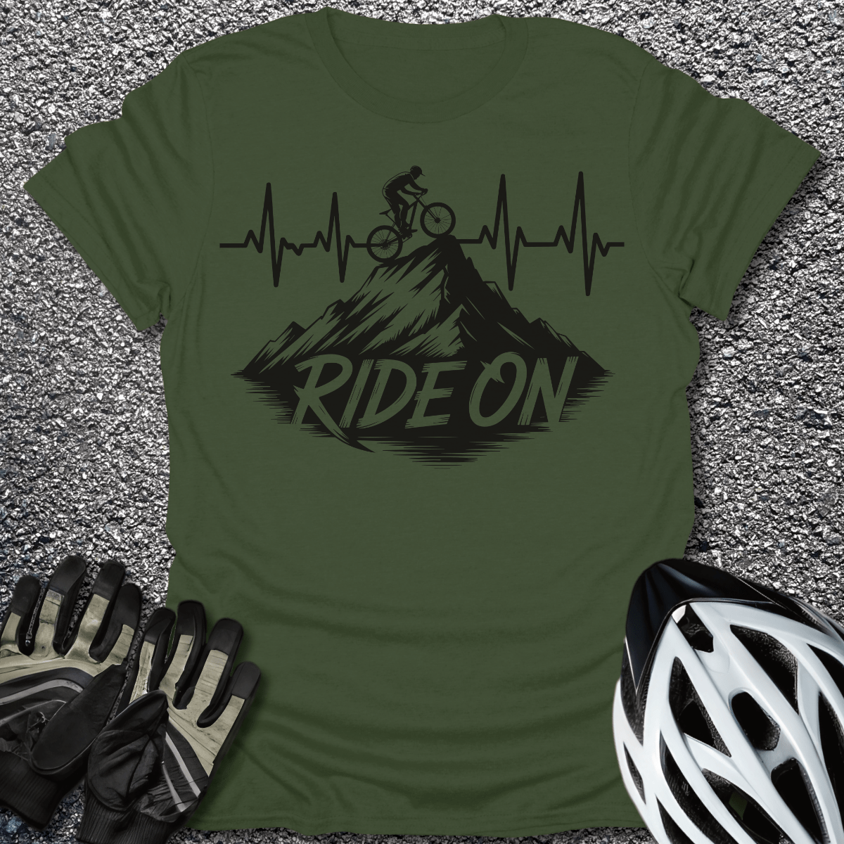 Ride On T-Shirt in Military Green / S from CycleTees
