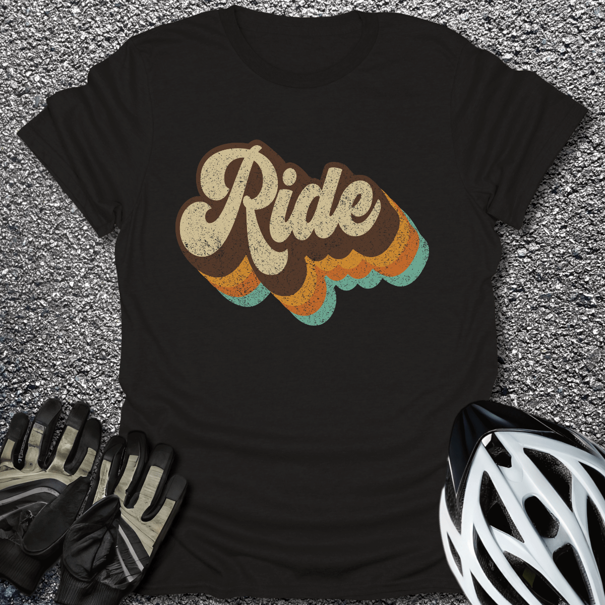 Ride Retro T-Shirt in Black / S from CycleTees