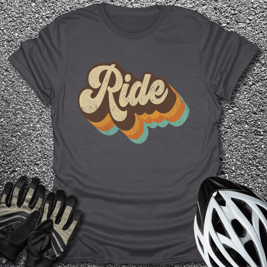 Ride Retro T-Shirt in Dark Heather / S from CycleTees