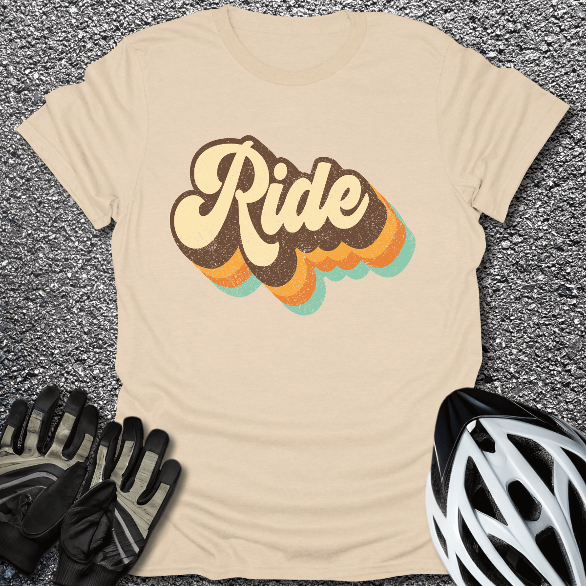 Ride Retro T-Shirt in Sand / S from CycleTees