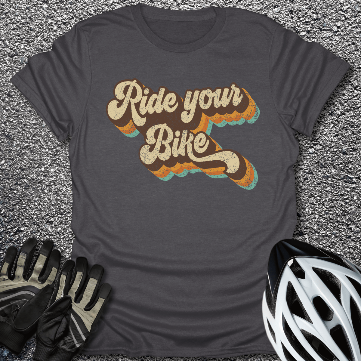 Ride the Bike T-Shirt in Dark Heather / S from CycleTees