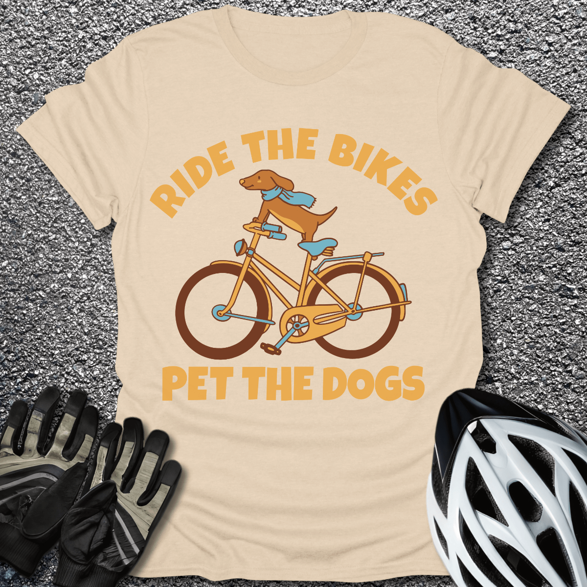 Ride the Bikes T-Shirt in Sand / S from CycleTees