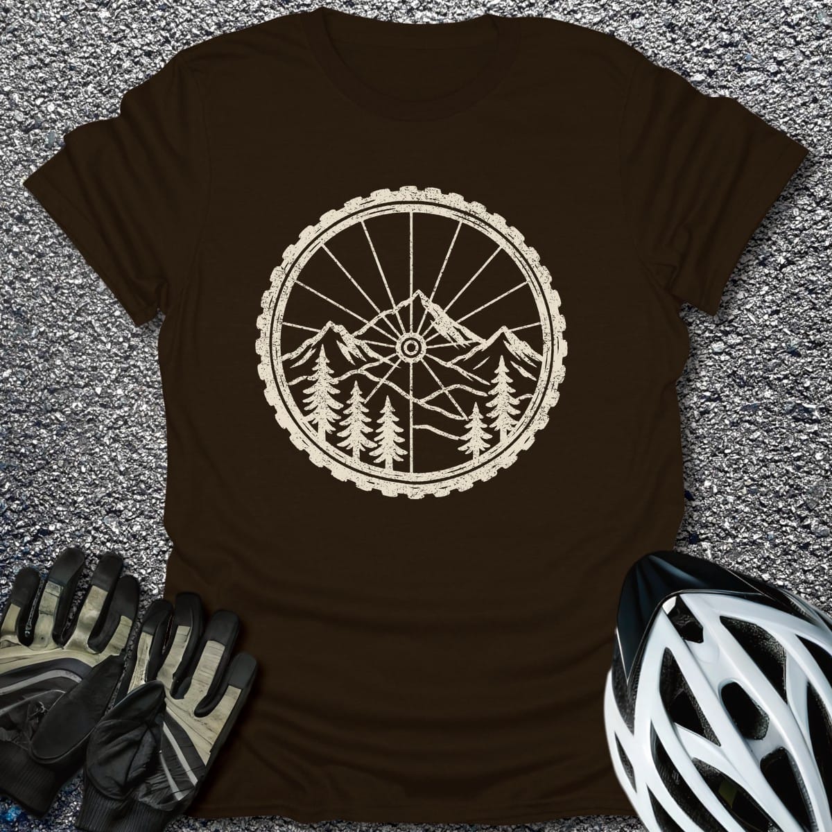 Ride the Mountains T-Shirt in Dark Chocolate / S from CycleTees