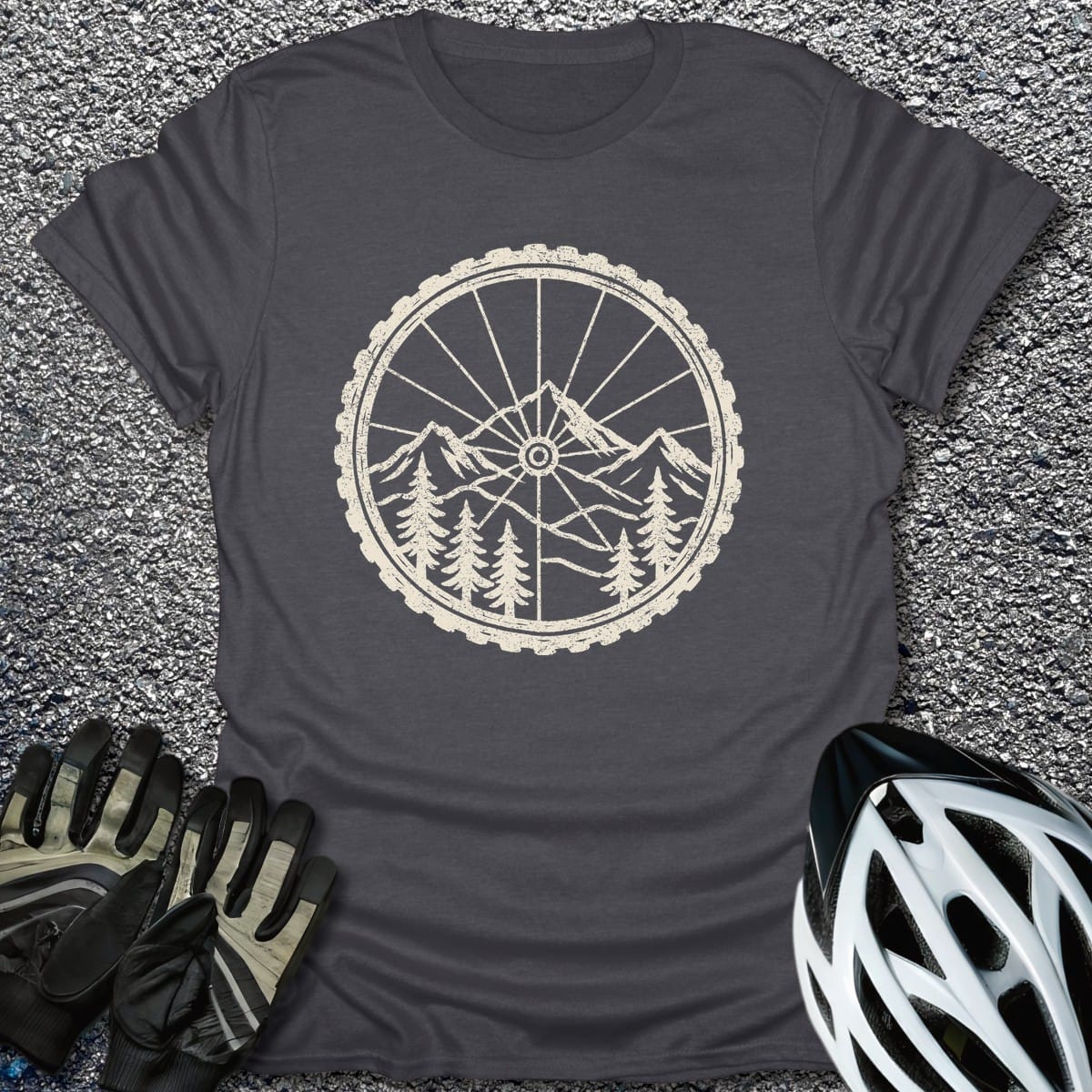 Ride the Mountains T-Shirt in Dark Heather / S from CycleTees