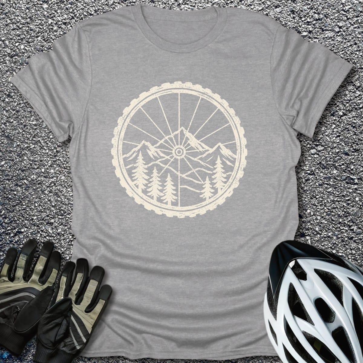 Ride the Mountains T-Shirt in Sport Grey / S from CycleTees