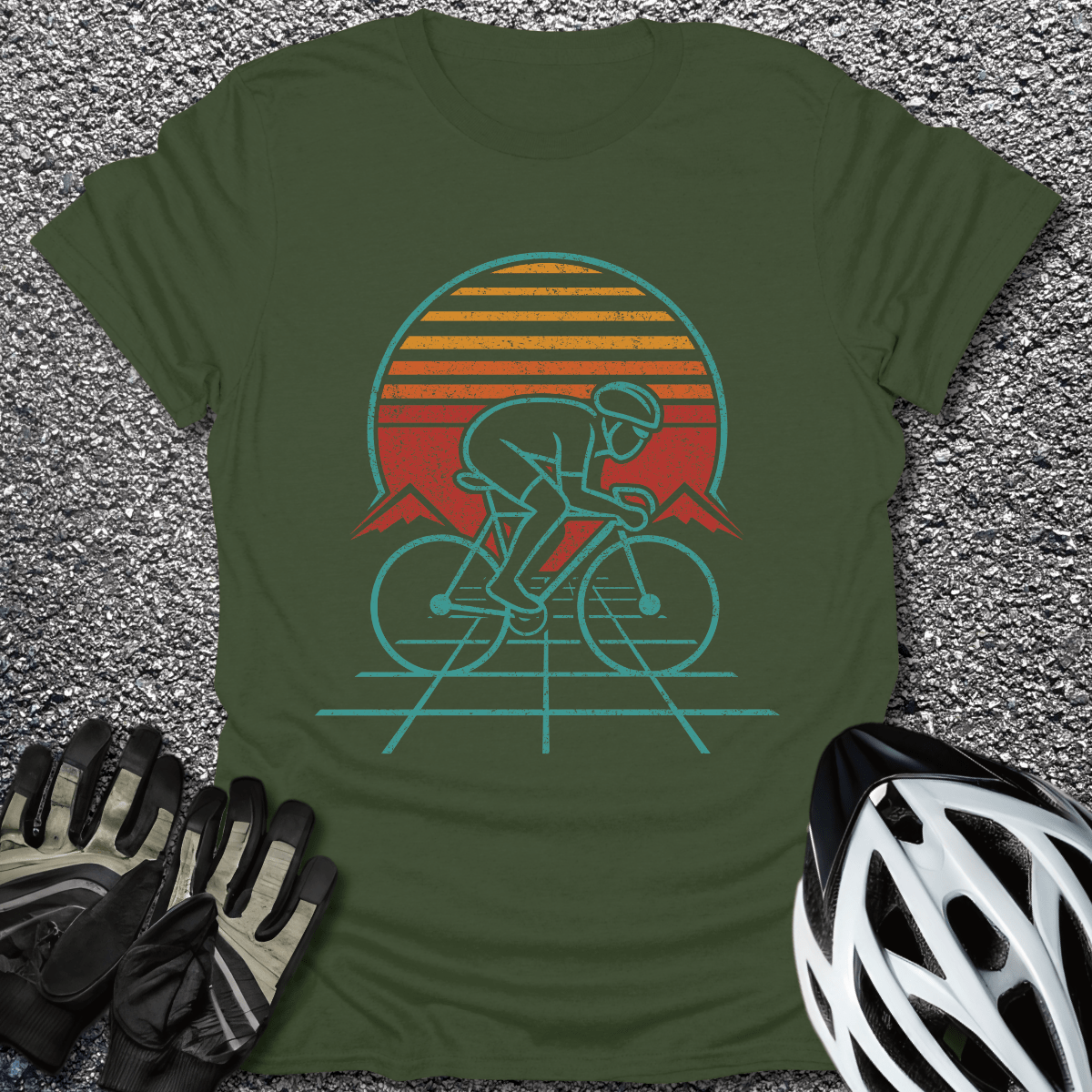 Ride the Sunset T-Shirt in Military Green / S from CycleTees