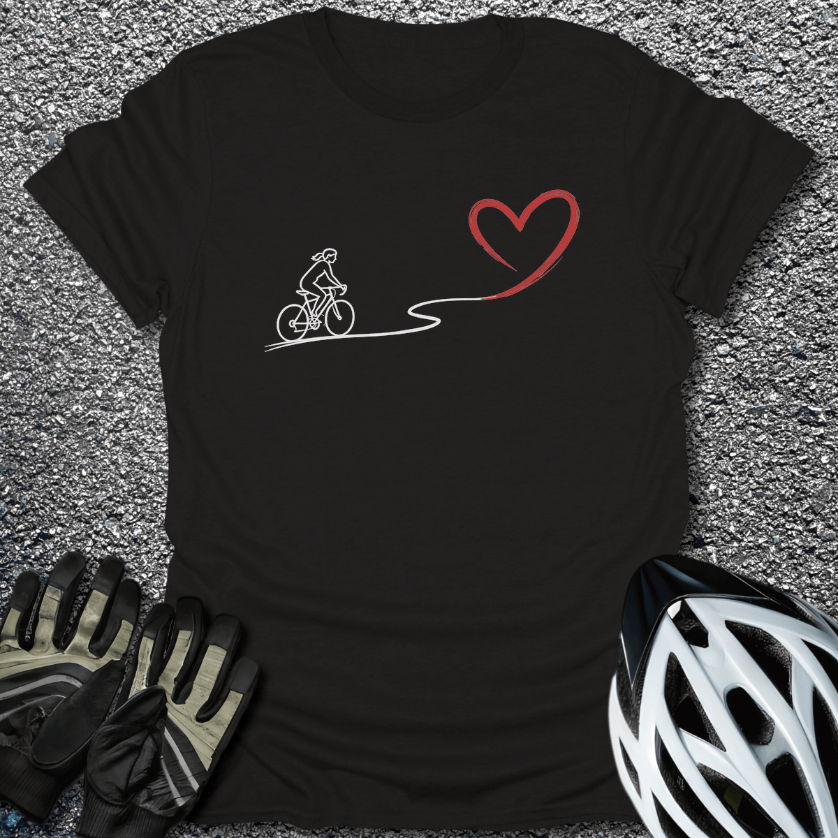 Ride with Heart T-Shirt in Black / S from CycleTees