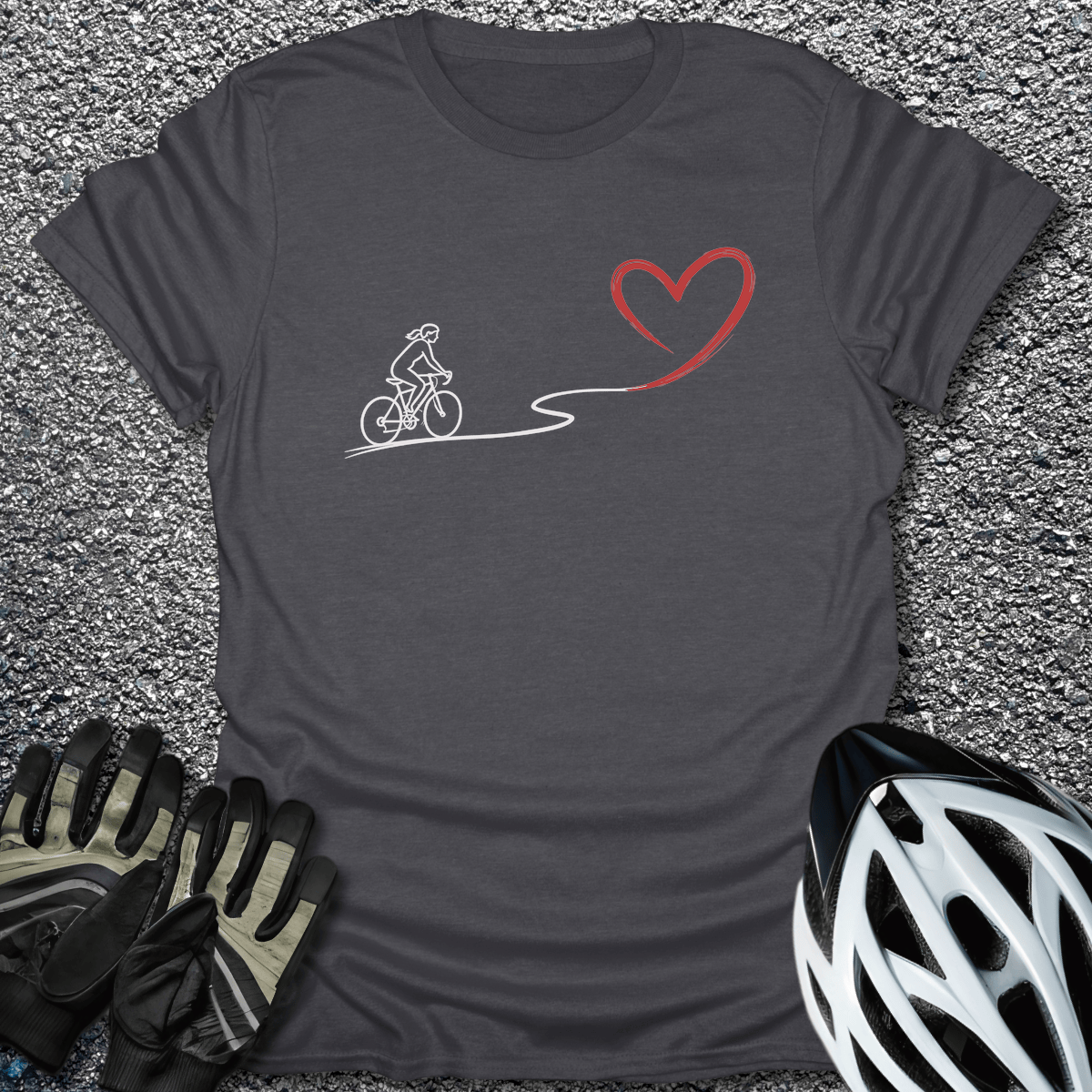 Ride with Heart T-Shirt in Dark Heather / S from CycleTees