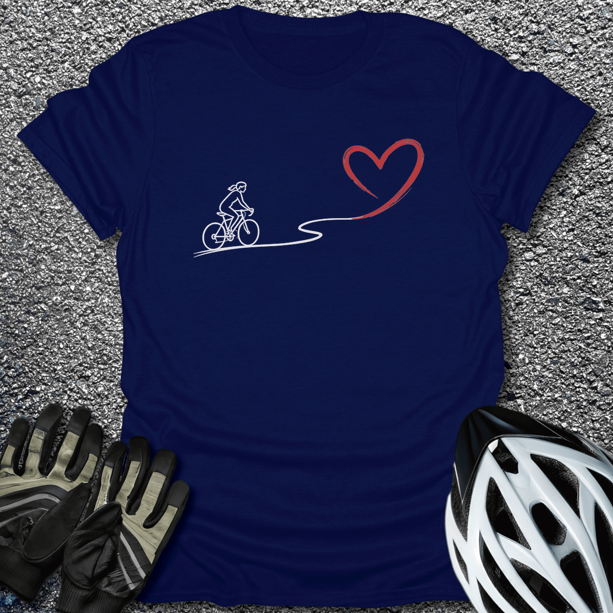 Ride with Heart T-Shirt in Navy / S from CycleTees