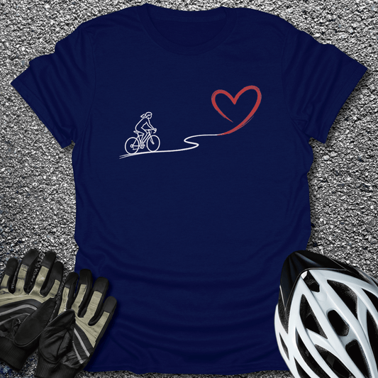 Ride with Heart T-Shirt in Navy / S from CycleTees