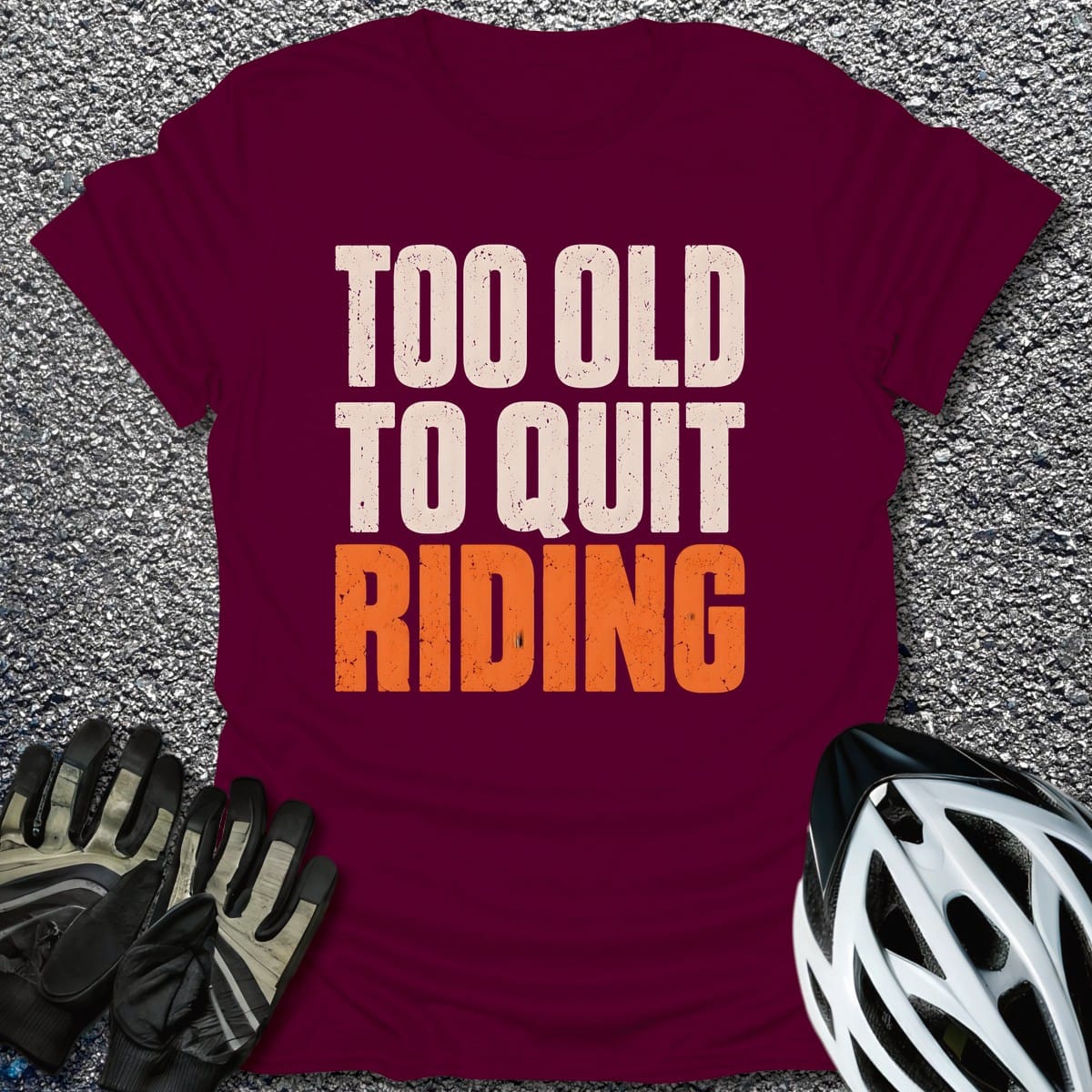 Riding Forever T-Shirt in Maroon / S from CycleTees