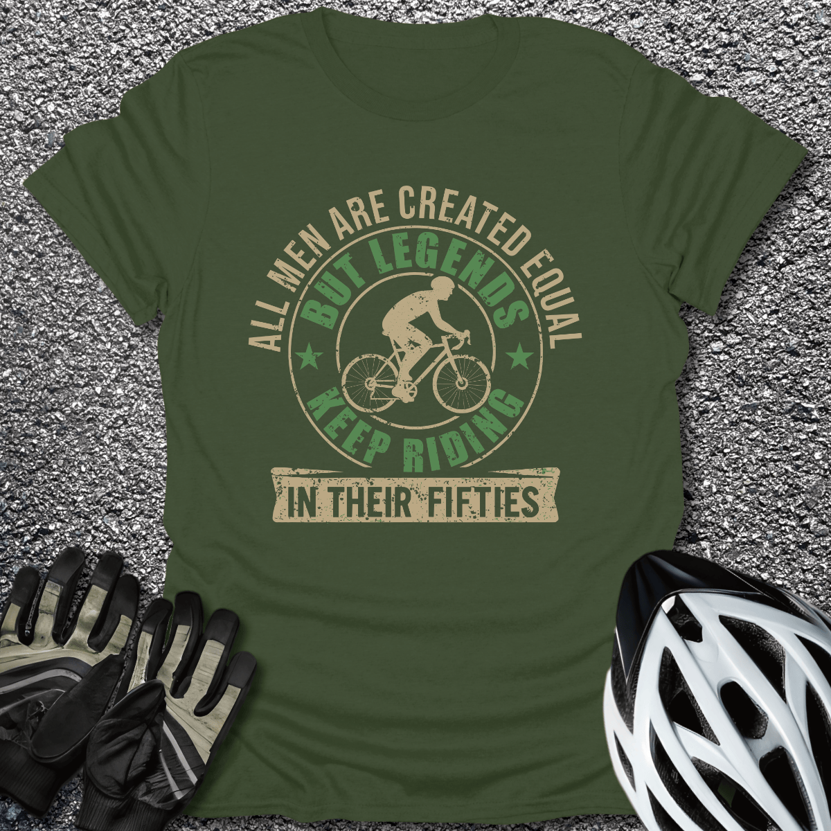 Riding in Their 50s T-Shirt in Military Green / S from CycleTees