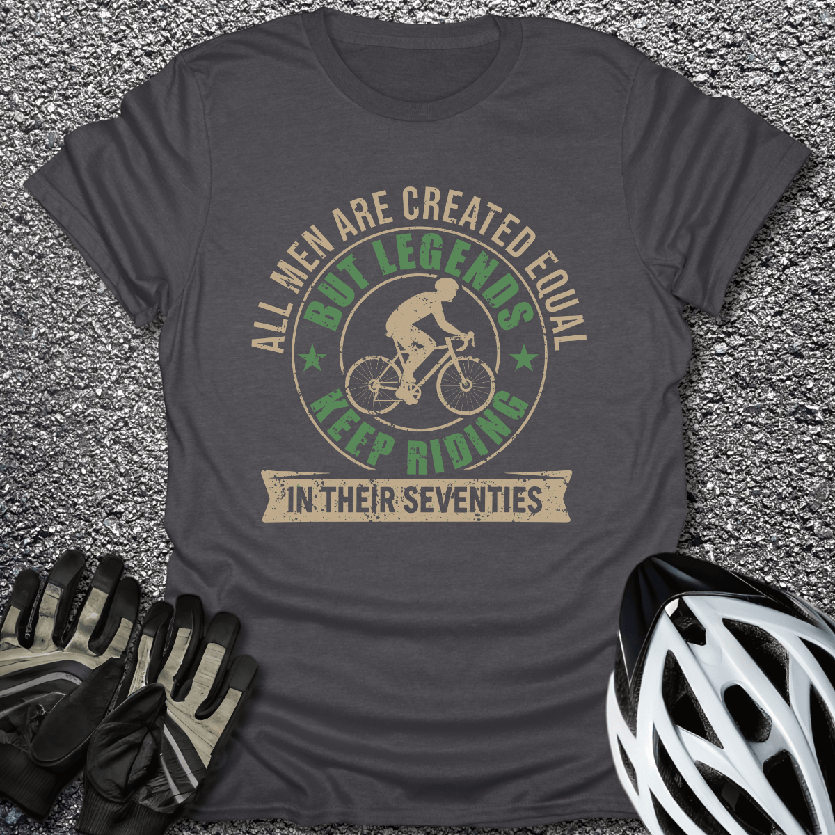Riding in Their 70s T-Shirt in Dark Heather / S from CycleTees