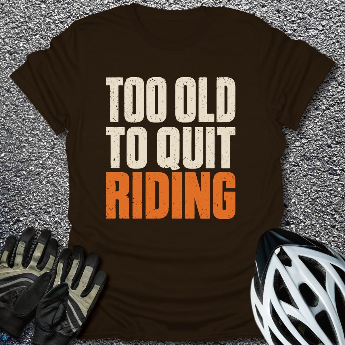 Riding Never Dies T-Shirt in Dark Chocolate / S from CycleTees