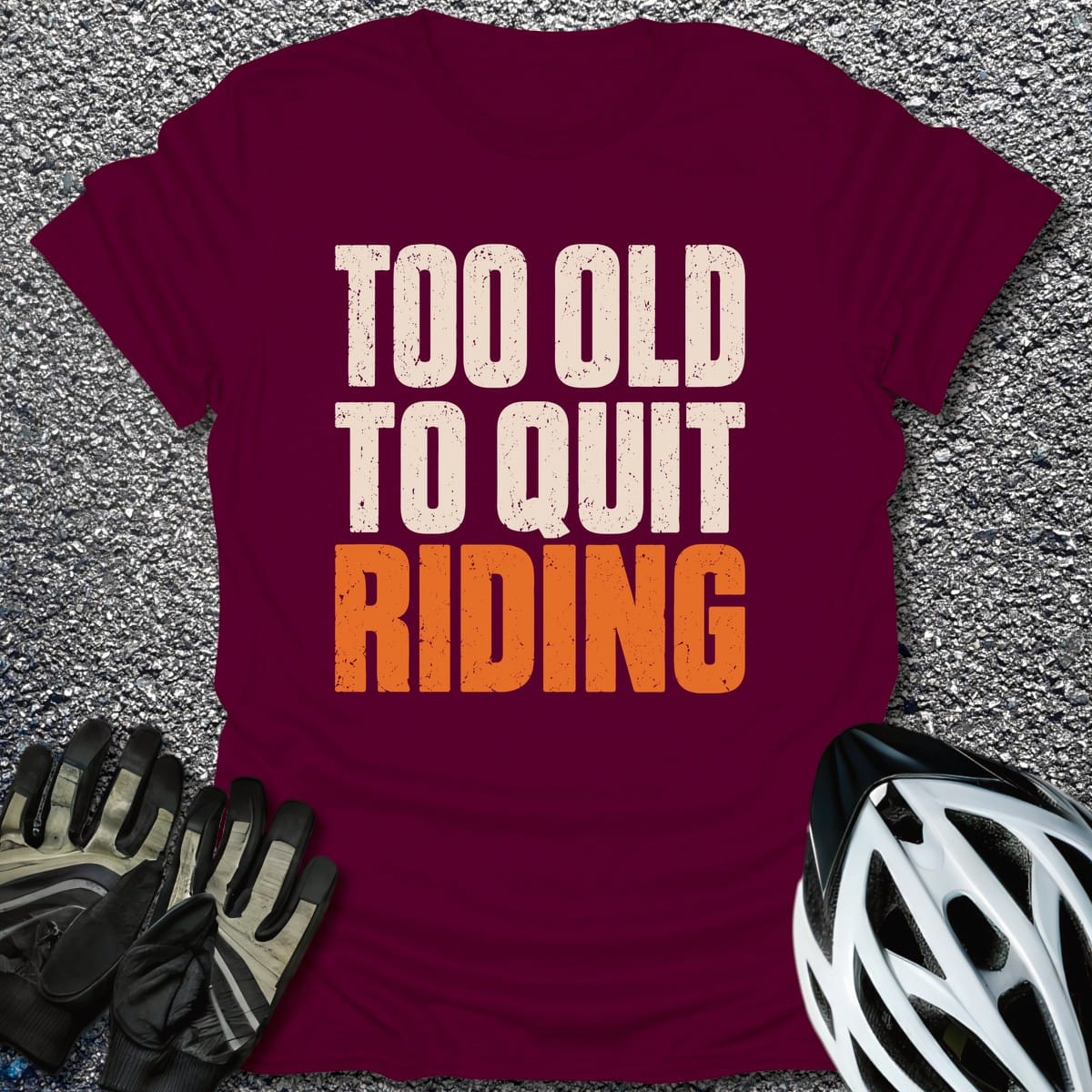Riding Never Dies T-Shirt in Maroon / S from CycleTees