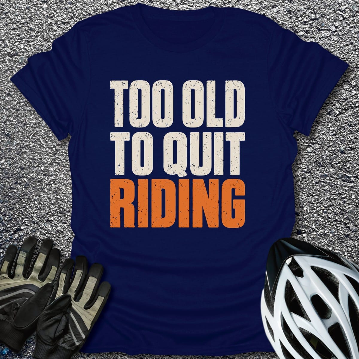 Riding Never Dies T-Shirt in Navy / S from CycleTees