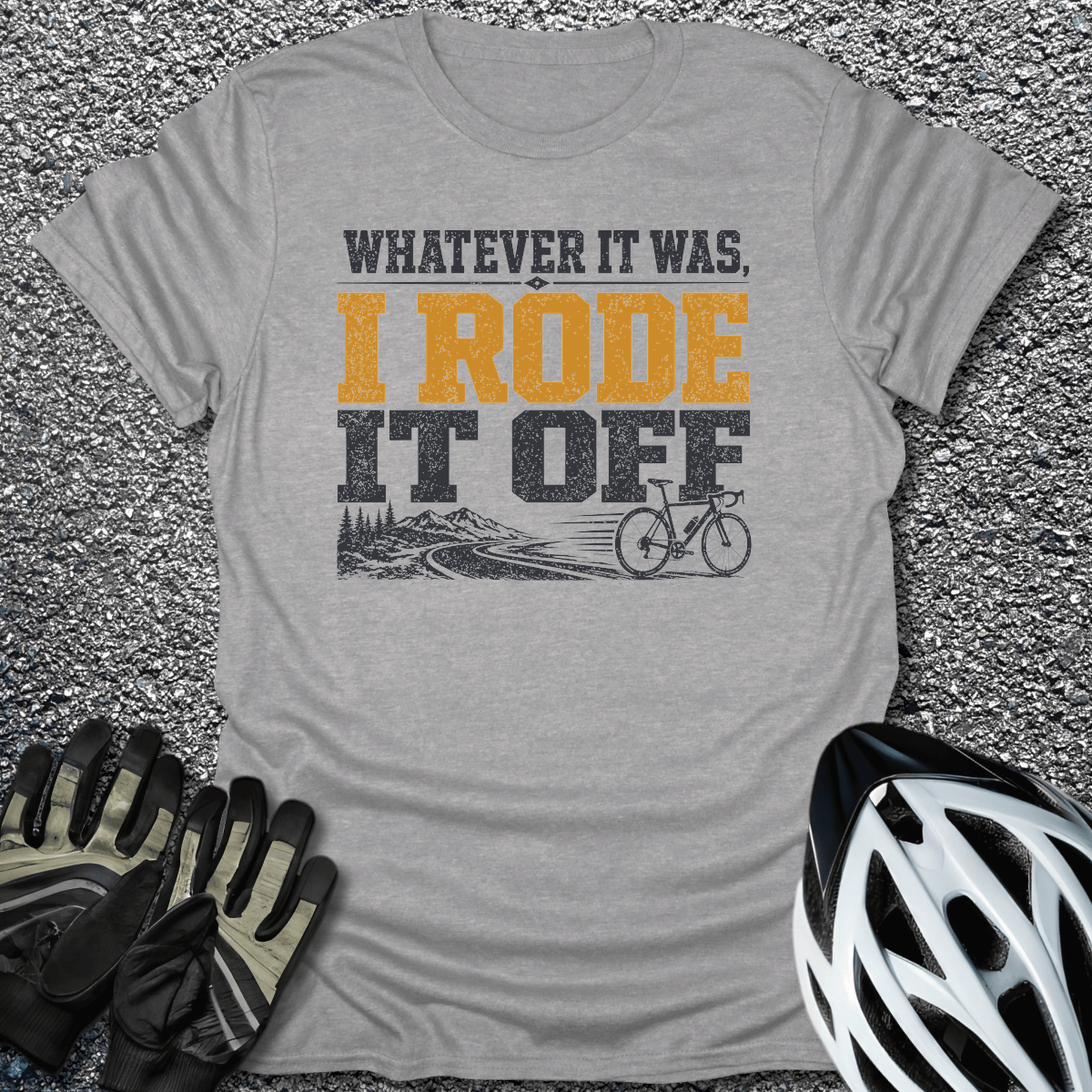 Rode It Off T-Shirt in Sport Grey / S from CycleTees