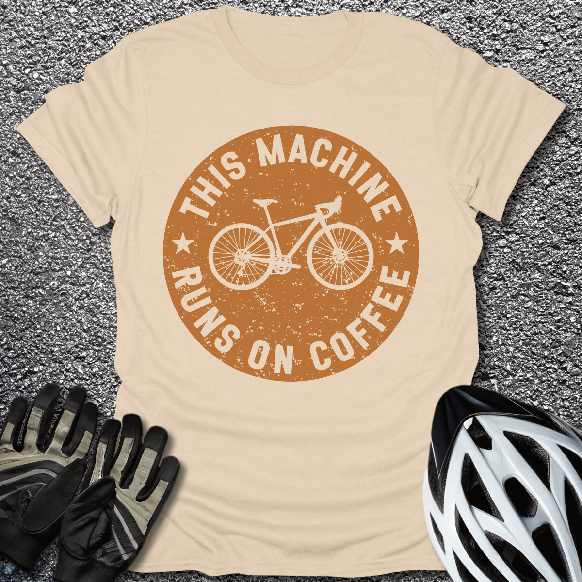 Runs on Coffee T-Shirt in Sand / S from CycleTees