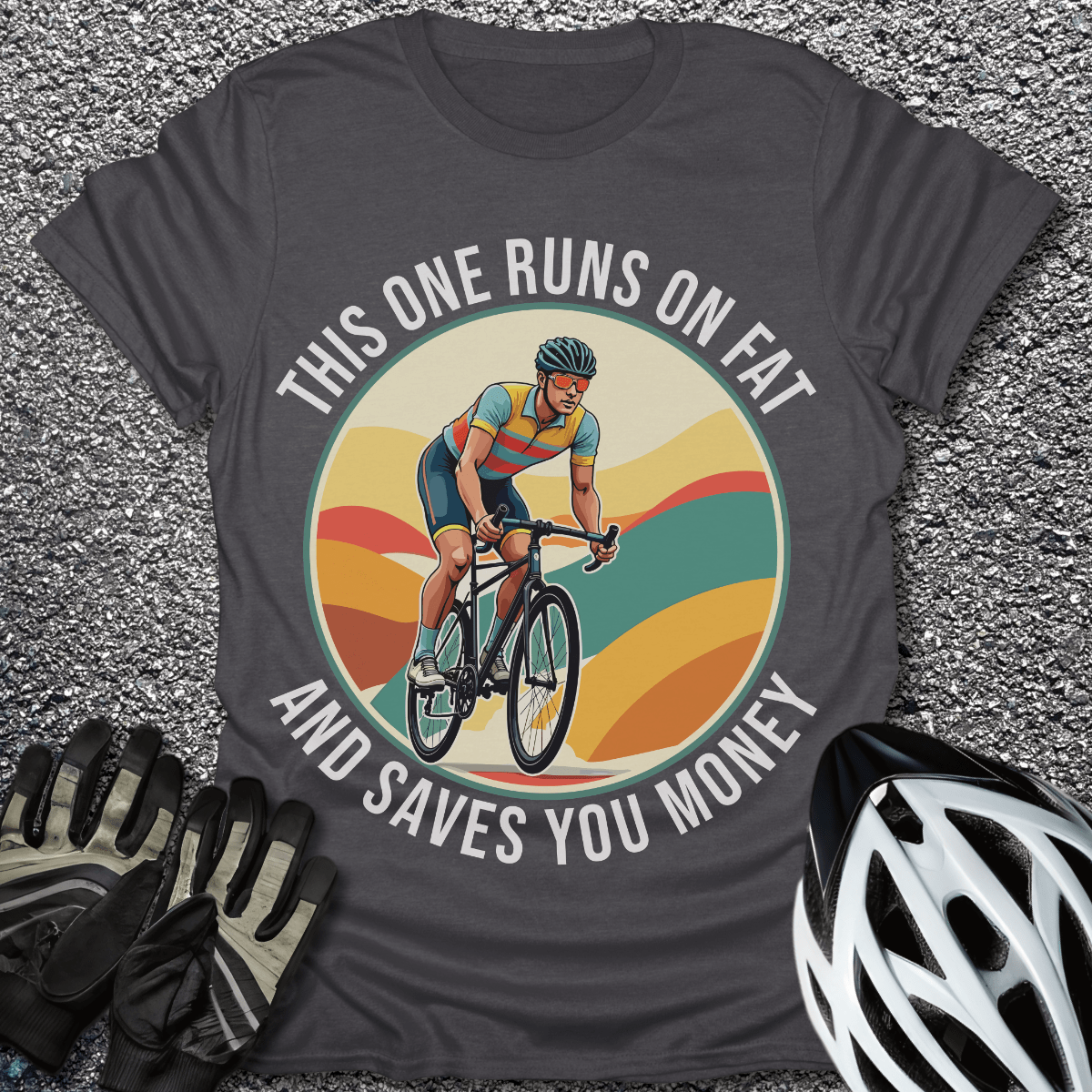 Runs On Fat And Saves Money T-Shirt in Dark Heather / S from CycleTees