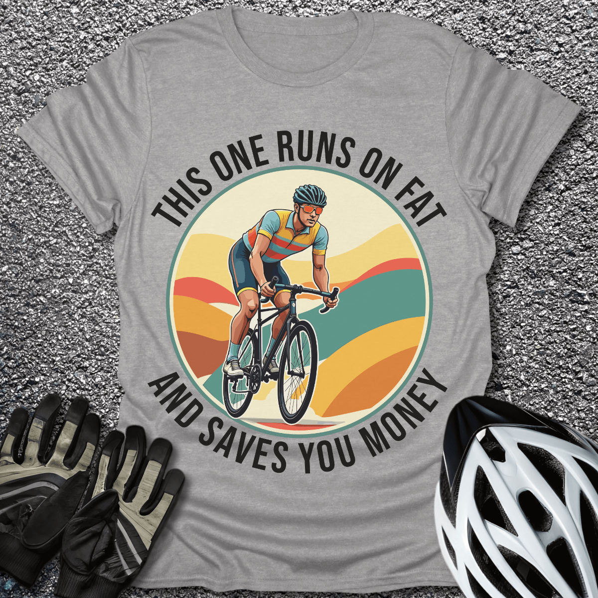 Runs On Fat And Saves Money T-Shirt in Sport Grey / S from CycleTees