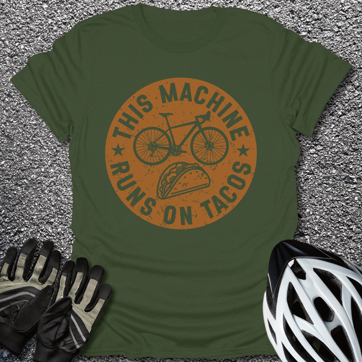 Runs on Tacos T-Shirt in Military Green / S from CycleTees