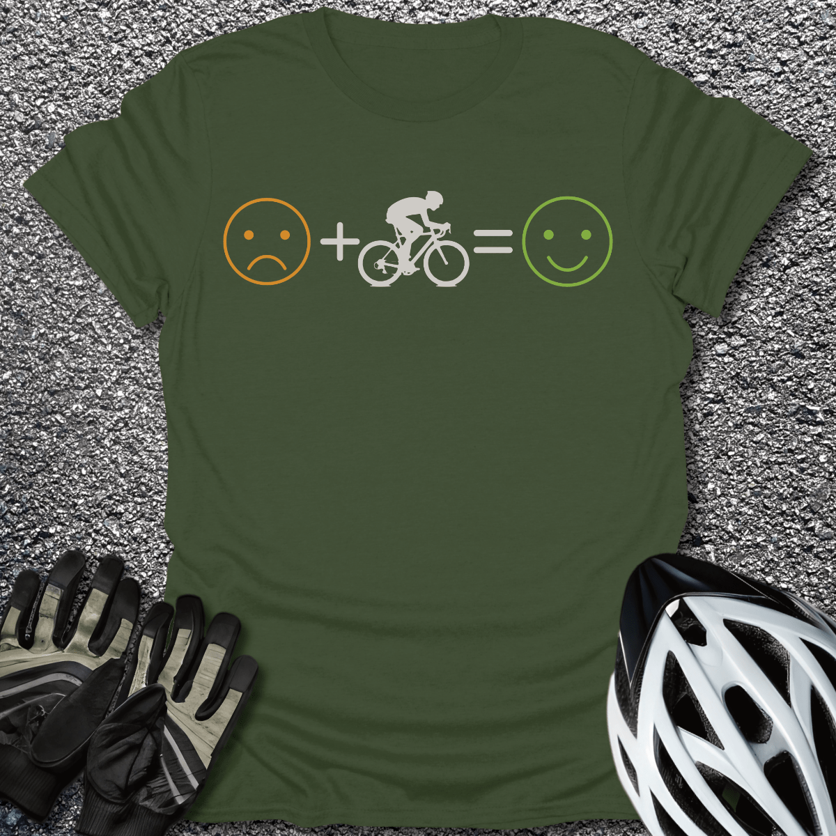 Sad Happy T-Shirt in Military Green / S from CycleTees