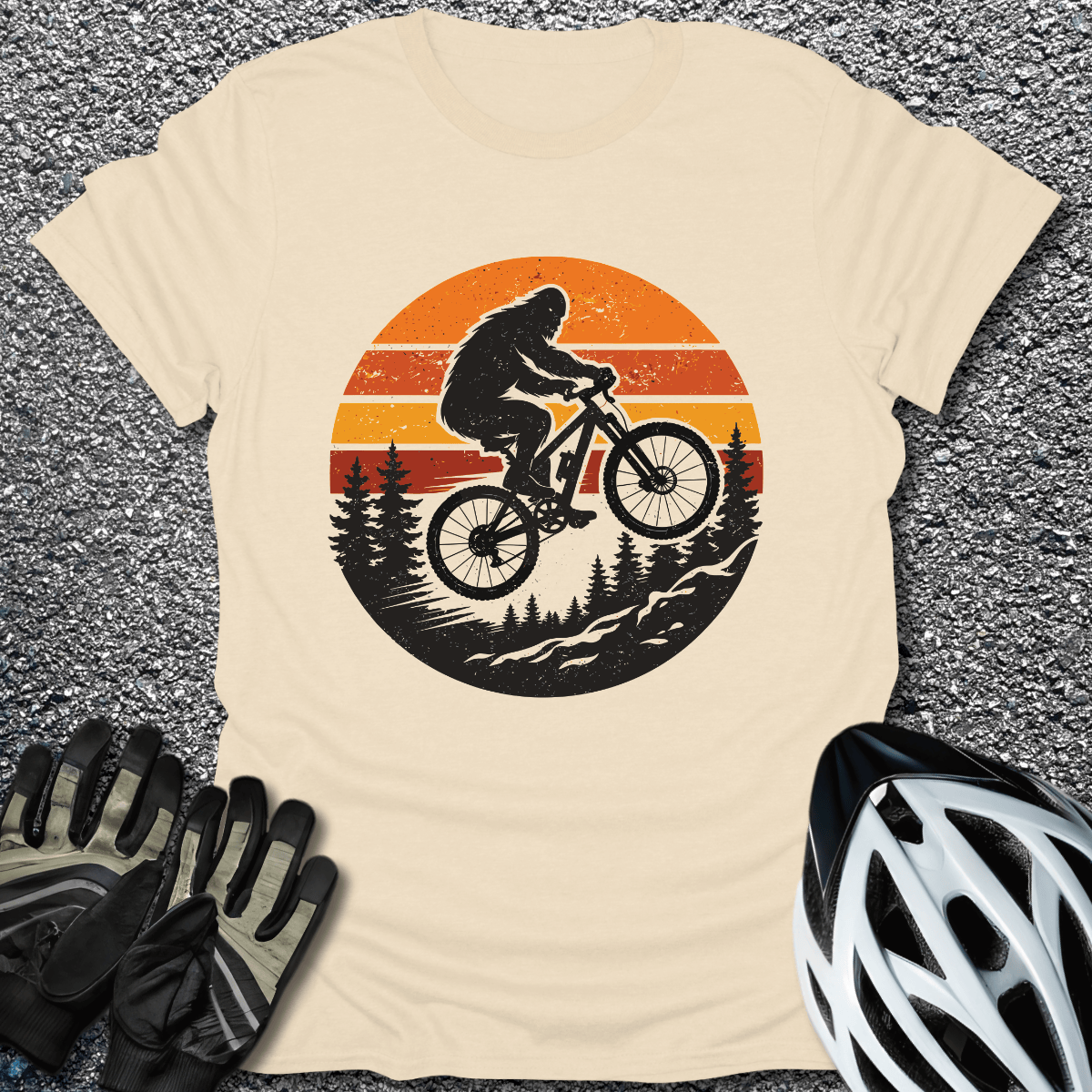 Sasquatch at Sunset T-Shirt in Natural / S from CycleTees