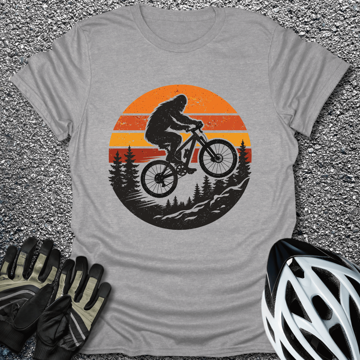 Sasquatch at Sunset T-Shirt in Sport Grey / S from CycleTees