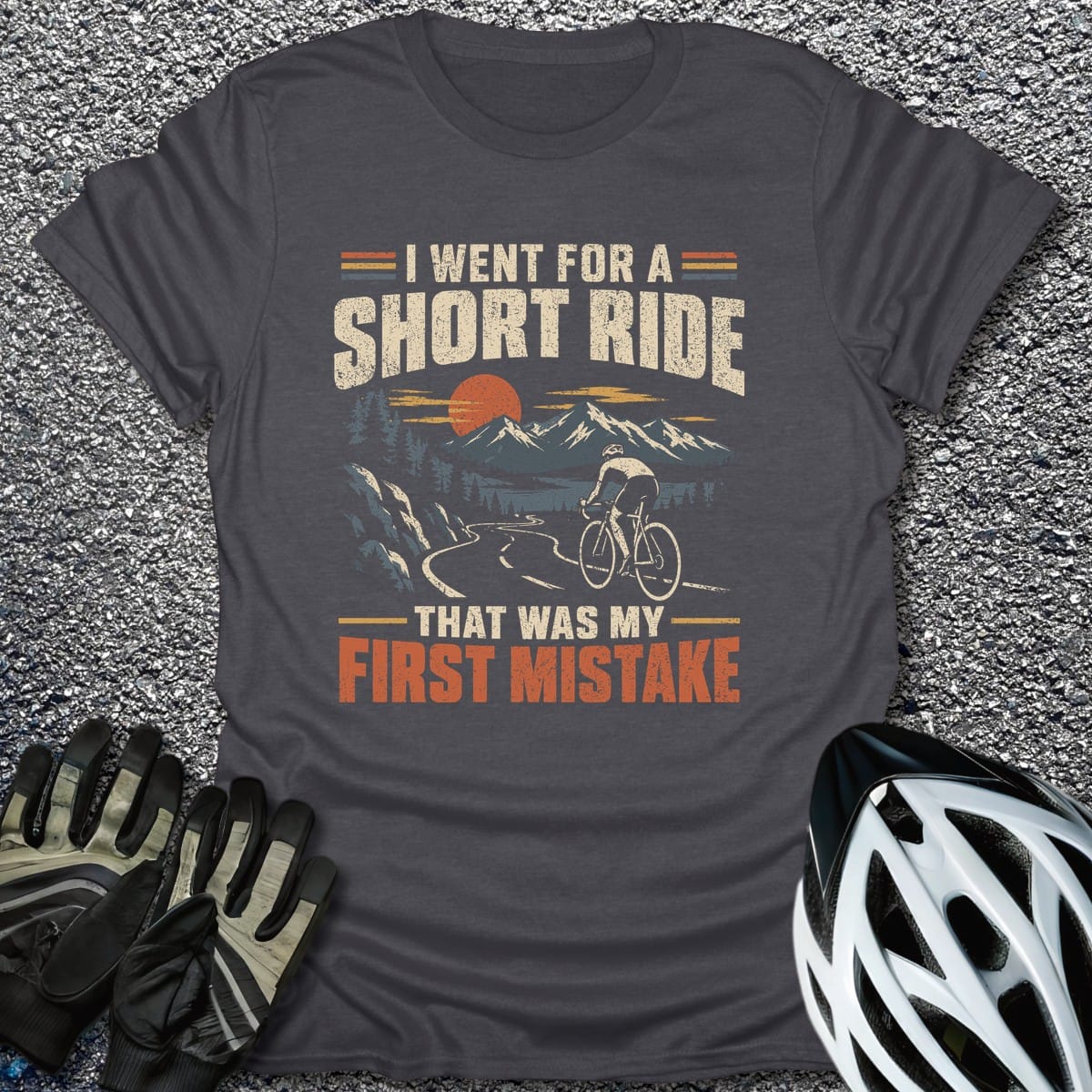 Short Ride Mistake T-Shirt in Dark Heather / S from CycleTees