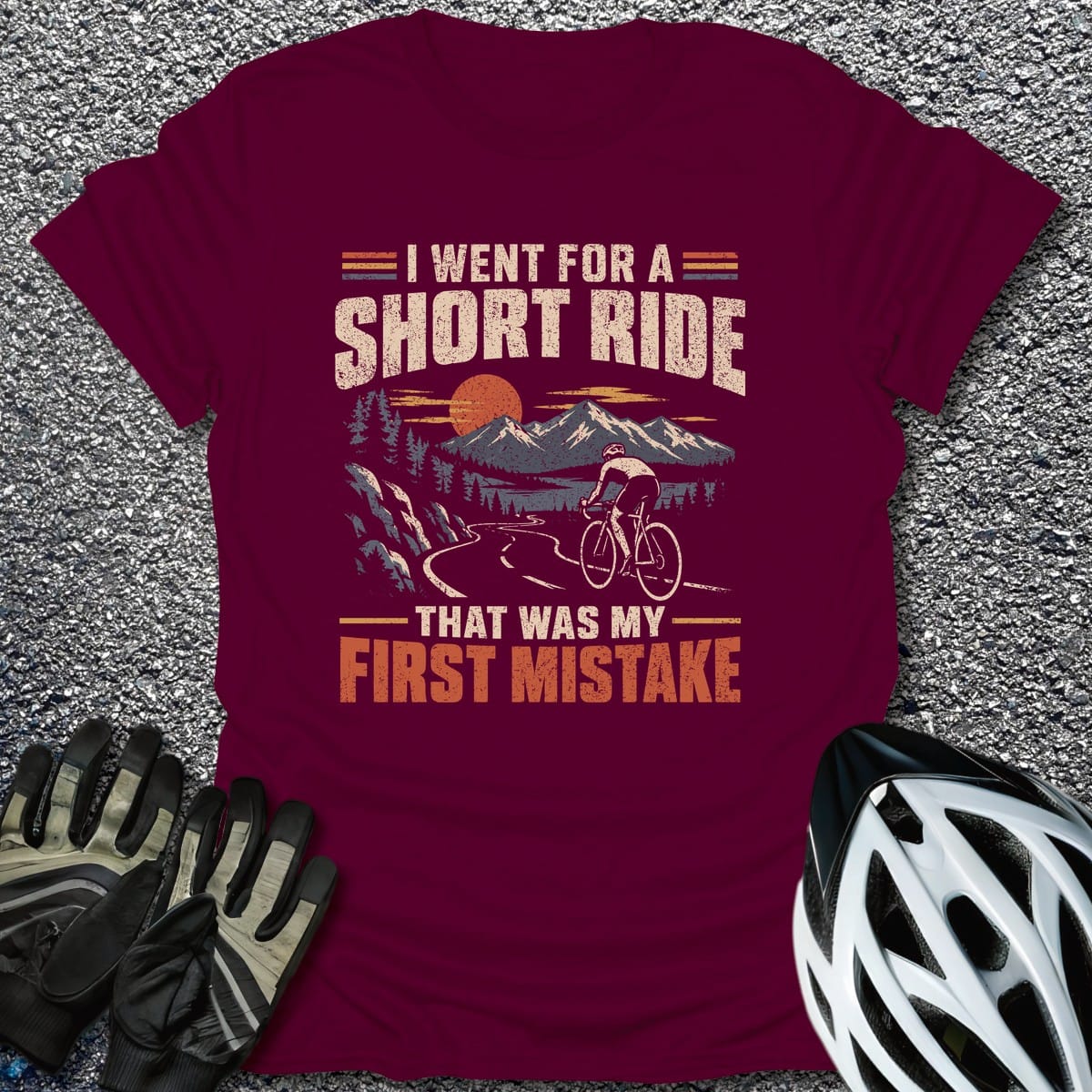 Short Ride Mistake T-Shirt in Maroon / S from CycleTees