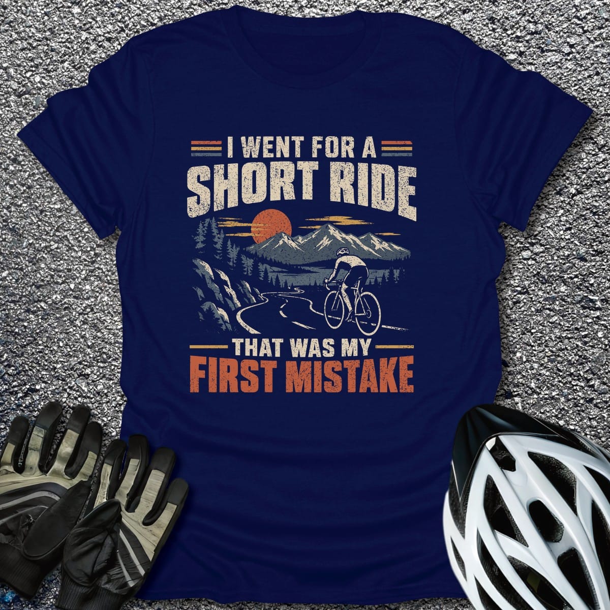 Short Ride Mistake T-Shirt in Navy / S from CycleTees