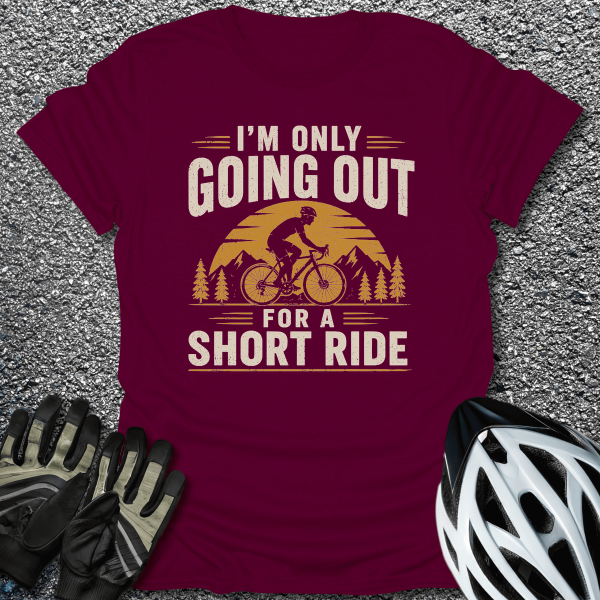 Short Ride T-Shirt in S / Maroon from CycleTees